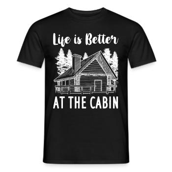 Mountain hut refuge chalet wooden hut log cabin - Men's T-Shirt - black - Front - AI Model Male 178 light (178cm)