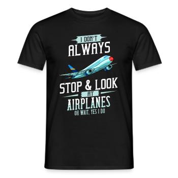 Pilot Plane Airport Aviation Flying - Men's T-Shirt - black - Front - AI Model Male 178 light (178cm)