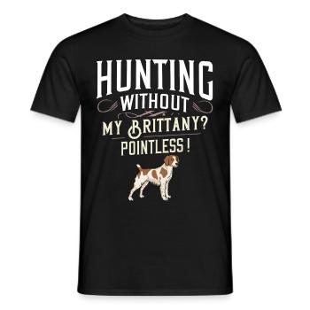 Brittany Spaniel Epagneul Breton chiot chiot - T-shirt homme - noir - Devant - AI Model Male 178 light (178cm)