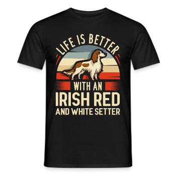 Irish Red and White Setter Dog Owner Holder - Men's T-Shirt - black - Front - AI Model Male 178 light (178cm)