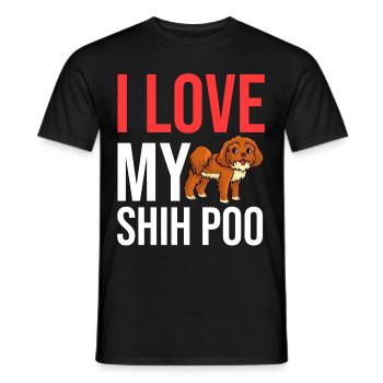 Shih Poo Hund Geschenk Welpen Besitzer Liebhaber - Männer T-Shirt - Schwarz - Vorne - AI Model Male 178 light (178cm)