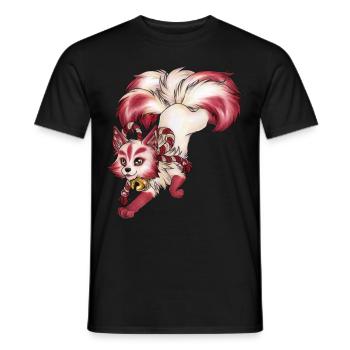 Kitsune Fuchs Fuchsgeist Inari Japan Mythologie - Männer T-Shirt - Schwarz - Vorne - AI Model Male 178 light (178cm)