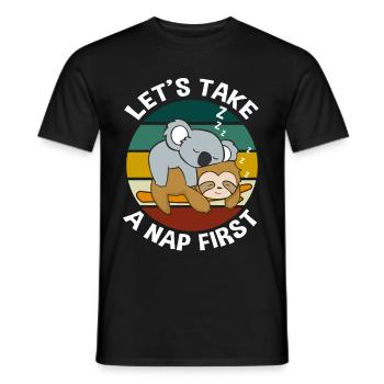Sloth koala sleeping late riser loafers - Men's T-Shirt - black - Front - AI Model Male 178 light (178cm)
