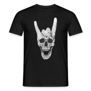 Heavy Metal Musik Totenkopf Teufelshörner-Zeichen - Männer T-Shirt - Schwarz - Vorne - AI Model Male 178 light (178cm)