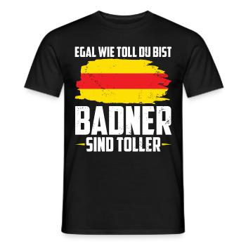 Badische Flagge | Badisch Baden Badener Geschenke - Männer T-Shirt - Schwarz - Vorne - AI Model Male 178 light (178cm)