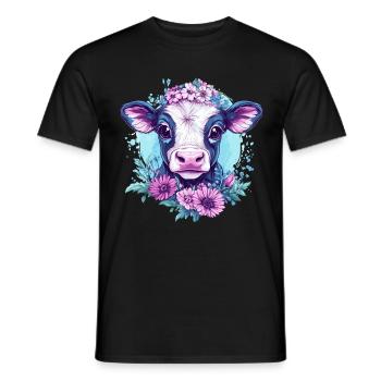 Blumige Kuh - Männer T-Shirt - Schwarz - Vorne - AI Model Male 178 light (178cm)