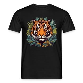 Tiger im Dschungel - Männer T-Shirt - Schwarz - Vorne - AI Model Male 178 light (178cm)