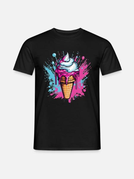 Eiscreme im Pop-Art Style - Männer T-Shirt - Schwarz