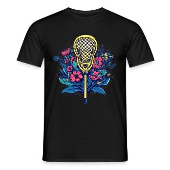 Lacrosse trifft Blumen - Männer T-Shirt - Schwarz - Vorne - AI Model Male 178 light (178cm)