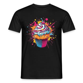 Color Explosion Cupcake - Men's T-Shirt - black - Front - AI Model Male 178 light (178cm)
