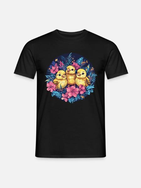 Küken im Blütennest - Männer T-Shirt - Schwarz