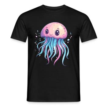 Cute jellyfish with pastel colors - Men's T-Shirt - black - Front - AI Model Male 178 light (178cm)