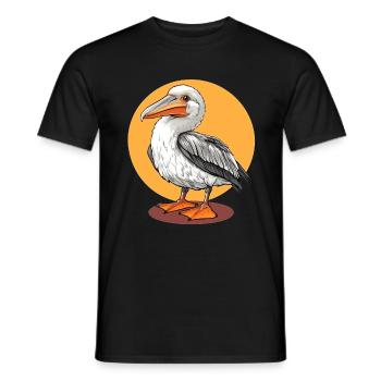 Dessin animé Pélican oiseau - T-shirt homme - noir - Devant - AI Model Male 178 light (178cm)