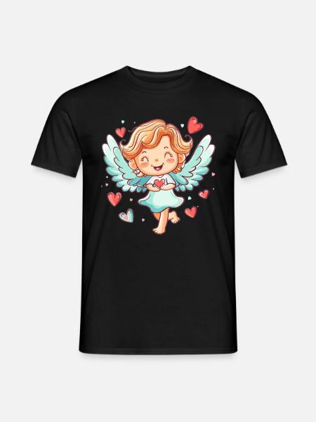Happy Angel with Hearts - Men's T-Shirt - black