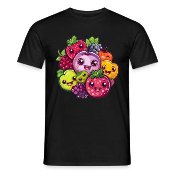 Fruit faces in a circle - Men's T-Shirt - black - Front - AI Model Male 178 light (178cm)