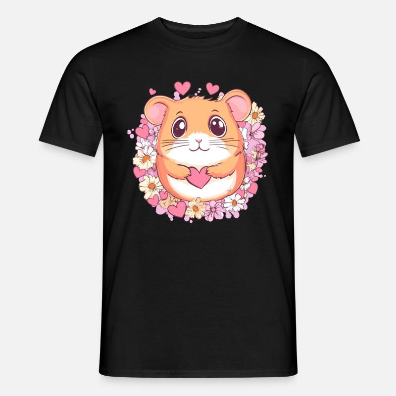 Hamster mit Herz - Männer T-Shirt - Schwarz
