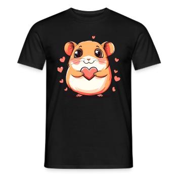 Herz Hamster Liebe - Männer T-Shirt - Schwarz - Vorne - AI Model Male 178 light (178cm)