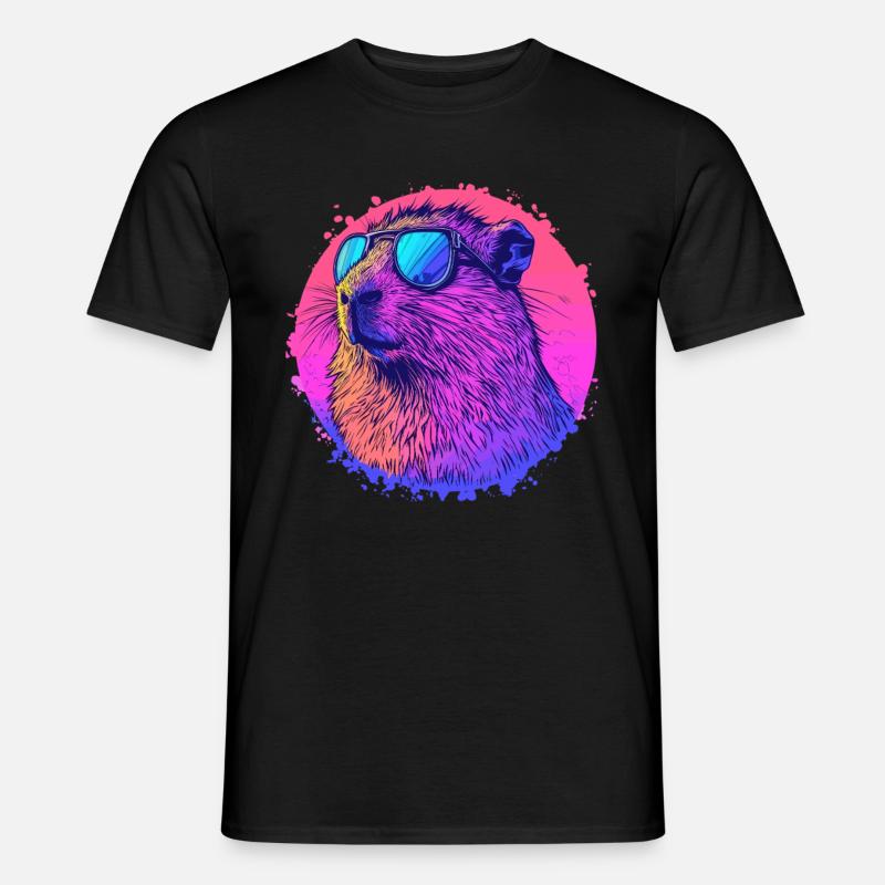 Capybara mit Sonnenbrille - Männer T-Shirt - Schwarz