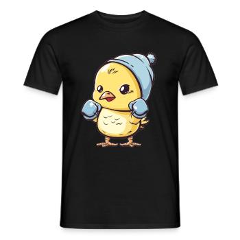 Boxendes Küken mit Mütze - Männer T-Shirt - Schwarz - Vorne - AI Model Male 178 light (178cm)