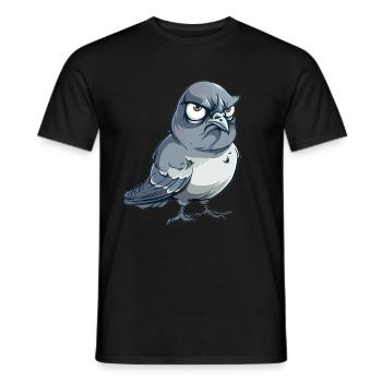 Grumpy Dove Comic Style - Men's T-Shirt - black - Front - AI Model Male 178 light (178cm)