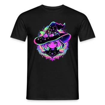 Fille sorcière néon - T-shirt homme - noir - Devant - AI Model Male 178 light (178cm)