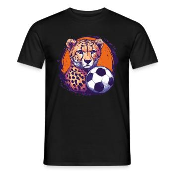 Guépard avec ballon de football - T-shirt homme - noir - Devant - AI Model Male 178 light (178cm)