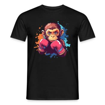 Boxender Affe - Männer T-Shirt - Schwarz - Vorne - AI Model Male 178 light (178cm)