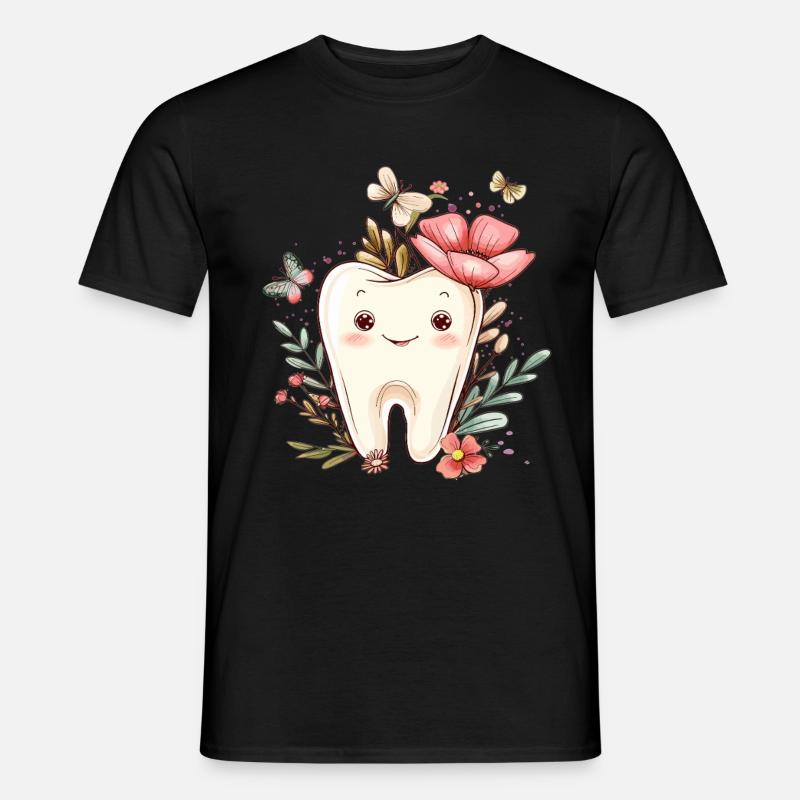 Blütenzahn mit Schmetterlingen - Männer T-Shirt - Schwarz