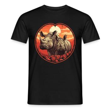 Nashorn Liebe bei Sonnenuntergang - Männer T-Shirt - Schwarz - Vorne - AI Model Male 178 light (178cm)