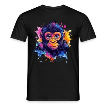 Bunter Affenkopf Splash - Männer T-Shirt - Schwarz - Vorne - AI Model Male 178 light (178cm)