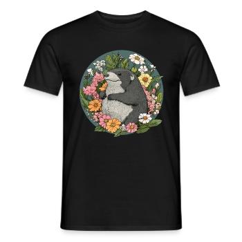 Taupe dans une mer de fleurs - T-shirt homme - noir - Devant - AI Model Male 178 light (178cm)