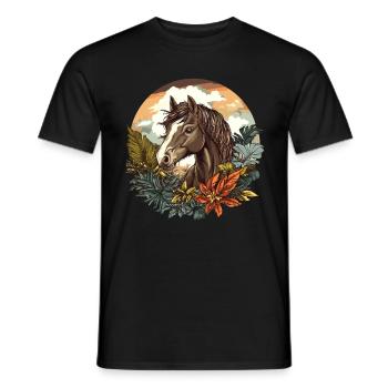 Horse in a tropical paradise - Men's T-Shirt - black - Front - AI Model Male 178 light (178cm)