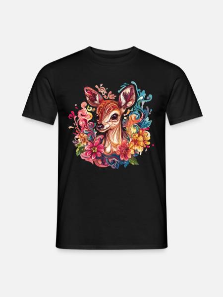 Farbenfrohes Rehkitz - Männer T-Shirt - Schwarz