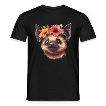 Bat with flowers - Men's T-Shirt - black - Front - AI Model Male 178 light (178cm)