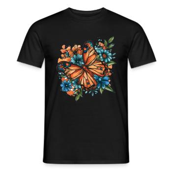 Schmetterling mit Blumen - Männer T-Shirt - Schwarz - Vorne - AI Model Male 178 light (178cm)