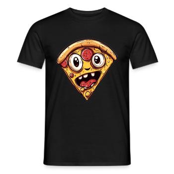 Pizza drôle avec un visage - T-shirt homme - noir - Devant - AI Model Male 178 light (178cm)