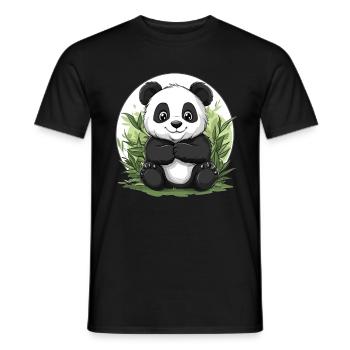 Panda in the bamboo forest - Men's T-Shirt - black - Front - AI Model Male 178 light (178cm)