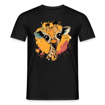 Giraffe im Farbklecks - Männer T-Shirt - Schwarz - Vorne - AI Model Male 178 light (178cm)
