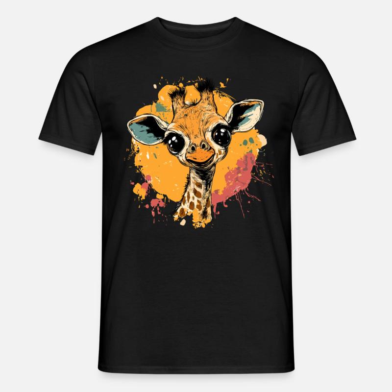 Giraffe im Farbklecks - Männer T-Shirt - Schwarz