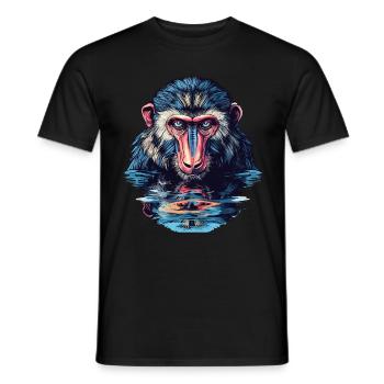Mandrill dans la vue sur l’eau - T-shirt homme - noir - Devant - AI Model Male 178 light (178cm)