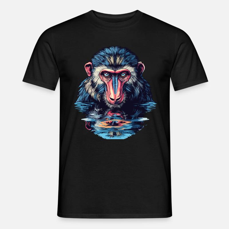 Mandrill im Wasserblick - Männer T-Shirt - Schwarz