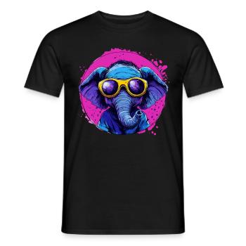 Cooler Elefant in Sonnenbrille - Männer T-Shirt - Schwarz - Vorne - AI Model Male 178 light (178cm)