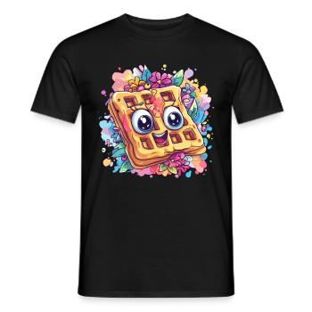 Fröhliche Waffelparty - Männer T-Shirt - Schwarz - Vorne - AI Model Male 178 light (178cm)