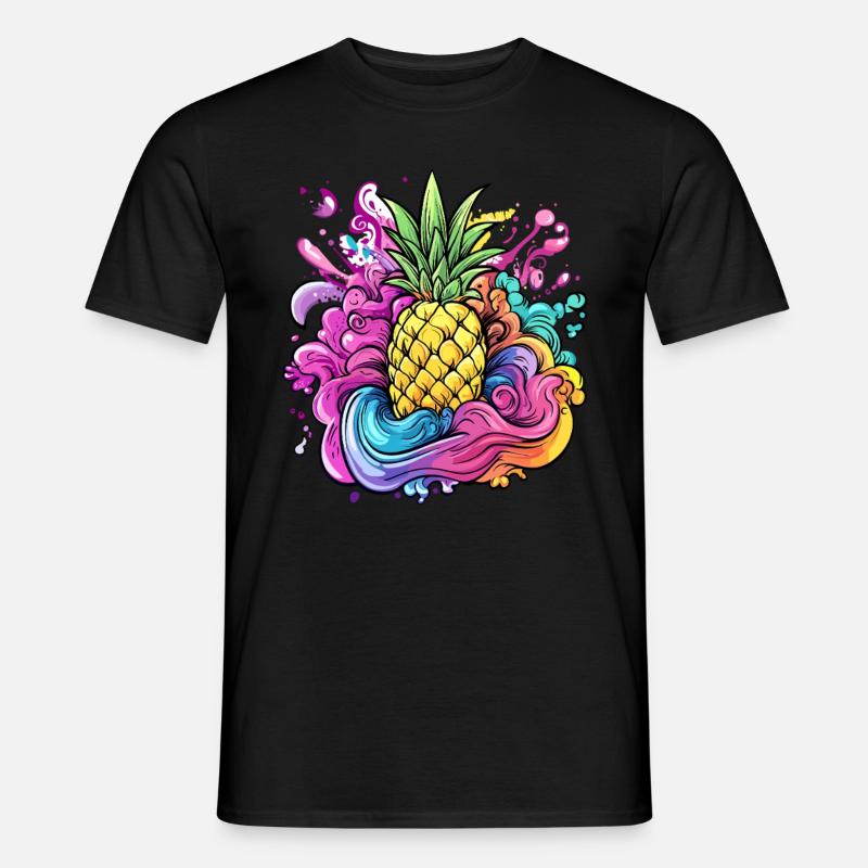 Ananas Farbexplosion - Männer T-Shirt - Schwarz