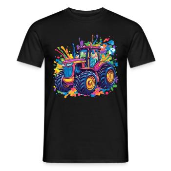 Colorful Tractor Splash - Men's T-Shirt - black - Front - AI Model Male 178 light (178cm)