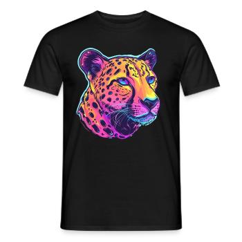 Bunter Leopard Popart - Männer T-Shirt - Schwarz - Vorne - AI Model Male 178 light (178cm)