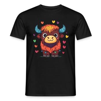Colorful Yak with Hearts - Men's T-Shirt - black - Front - AI Model Male 178 light (178cm)