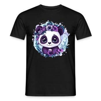 Panda mit Blumenkranz - Männer T-Shirt - Schwarz - Vorne - AI Model Male 178 light (178cm)