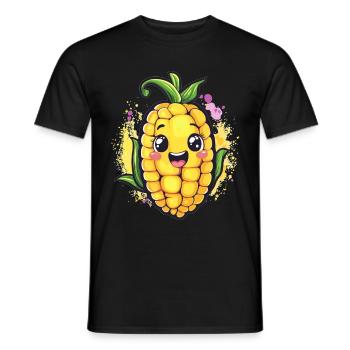 Happy corn on the cob - Men's T-Shirt - black - Front - AI Model Male 178 light (178cm)