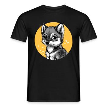 Husky in Gelbkreis - Männer T-Shirt - Schwarz - Vorne - AI Model Male 178 light (178cm)